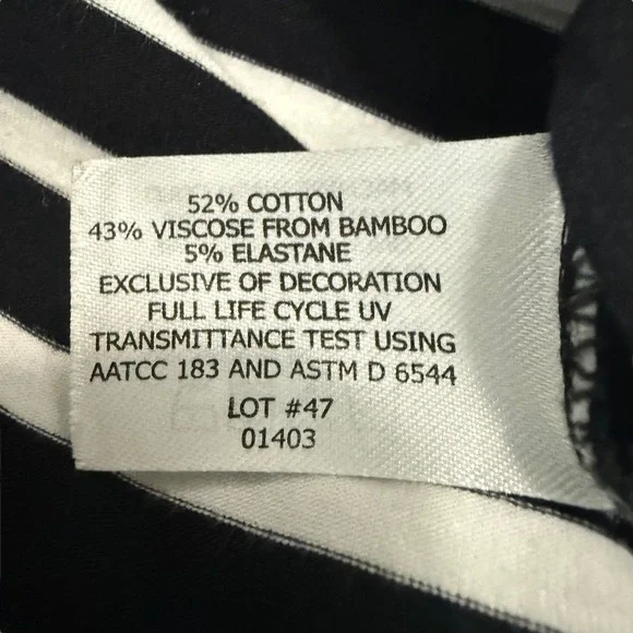 Coolibar Catalina Hoodie Cover-Up Dress Pockets Black White Stripe UPF 50 Size L - Picture 6 of 9